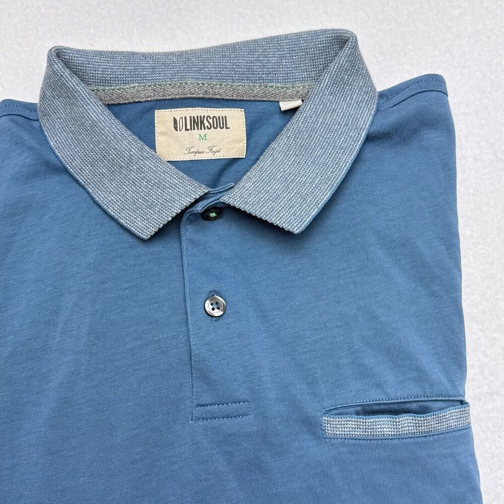 Travis Mathew Polo Shirt Men Size Medium Blue Golf Lifestyle Short Sleeve Collar